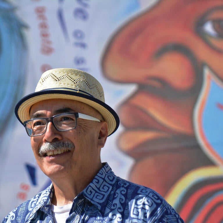 Juan Felipe Herrera, emeritus professor of creative writing, in 2019. (UCR/Carlos Puma)
