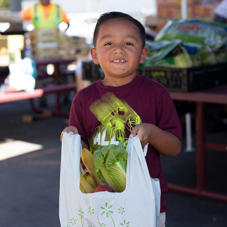 Child grocery at a Feeding American foodbank