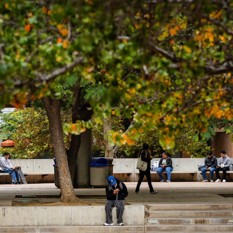 Students outside Bourns hall