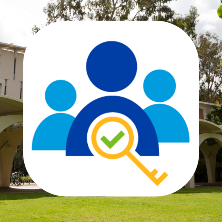 three people with key in the middle