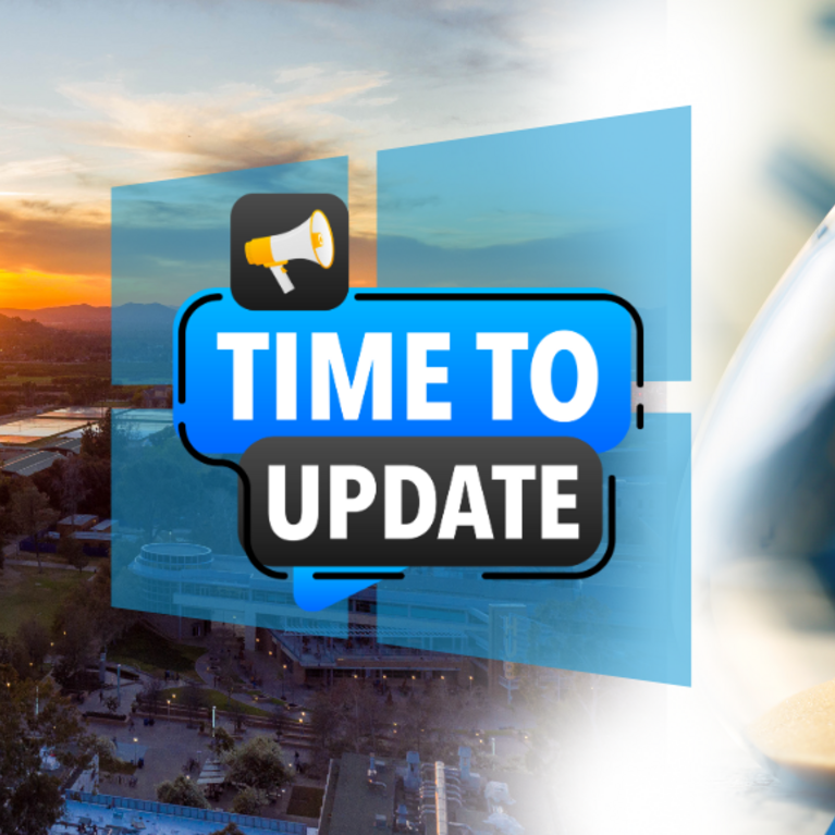 Time to update text with a sunset on the background