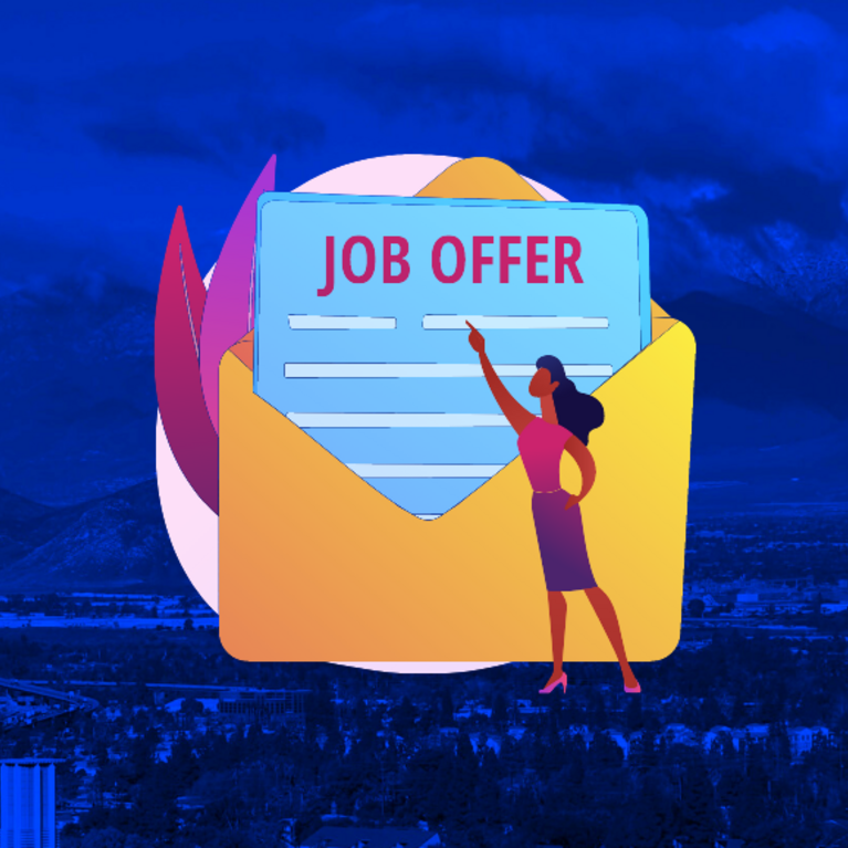 A suspicious animated envelope that says job