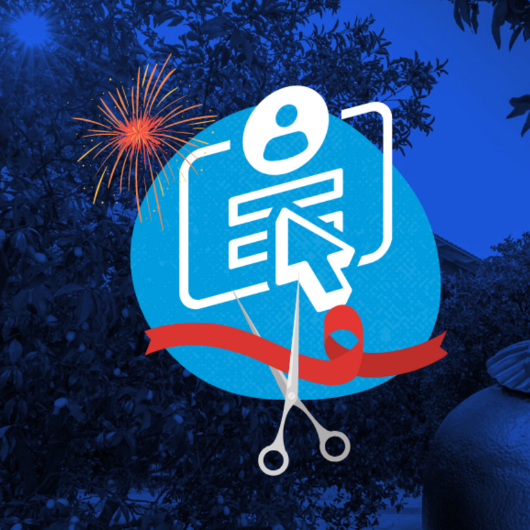 animated ribbon cutting of portal