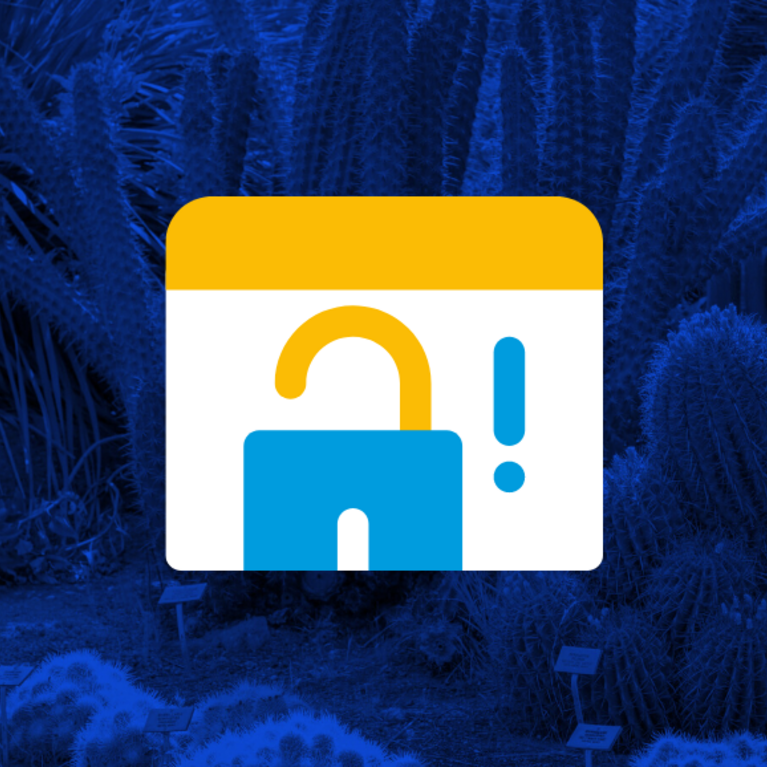 animated web browser with explanation point and open lock