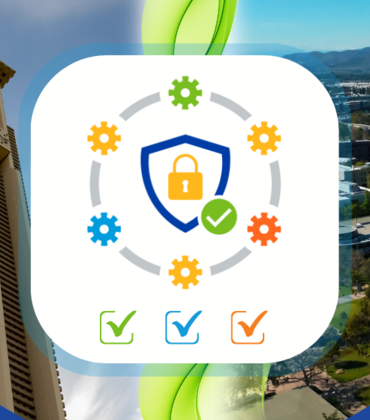 Image of a shield with a lock inside surrounded by cogwheels with checkboxes at the bottom