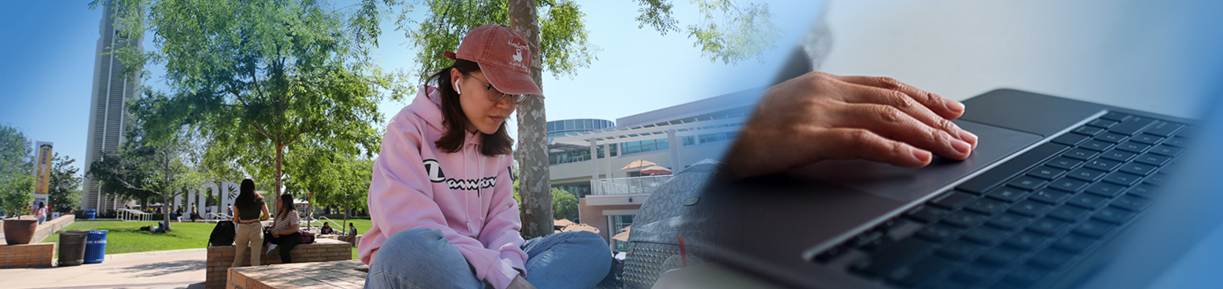 Student using laptop