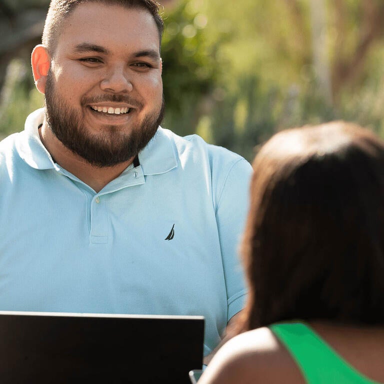 ITS worker talks to someone outside