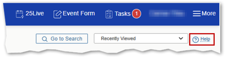 Image of the 25Live Help Link
