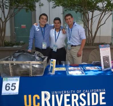 In photo (L to R) Kenneth Orellana, Franklin Gonzalez, and Karim Masarweh Not in photo: Team members: Johny Nguyen and Diego Novoa; Advisor Kawai Tam