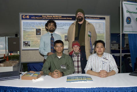 In photo: Christopher Salam, Quoc-Hung Phan, Charlie Brady (front), Sean Brady and Gregory Leung at the National Design Expo in Washington, D.C. Not in photo: Advisors Joe Norbeck and Kawai Tam