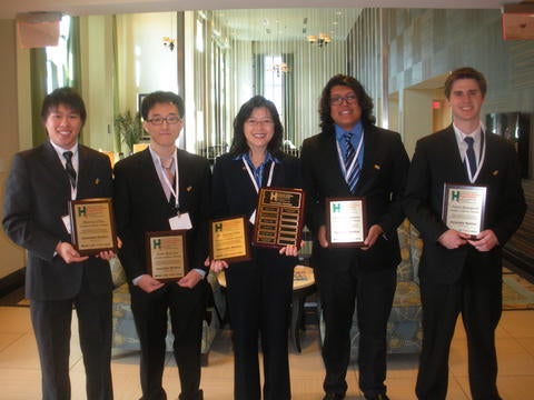 Pictured left to right: Marcus Chiu, Joon-Bok Lee, Kawai Tam (advisor), Christian Contreras and Jason Skovgard. Not in photo: Josh Goins and advisor Yushan Yan.