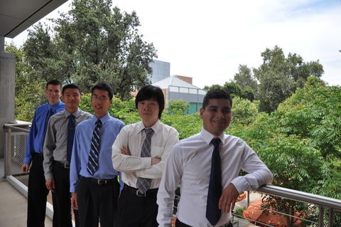 In photo: William Lichtenberg, Calvin Cao, Duc Nguyen, Vincent Chen and Carlos Espinoza Not in photo: David Cocker and Kawai Tam (advisors).