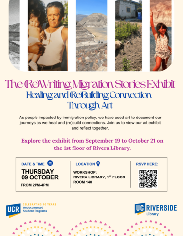 Flyer for (Re)Writing Migration Exhibit and Workshop