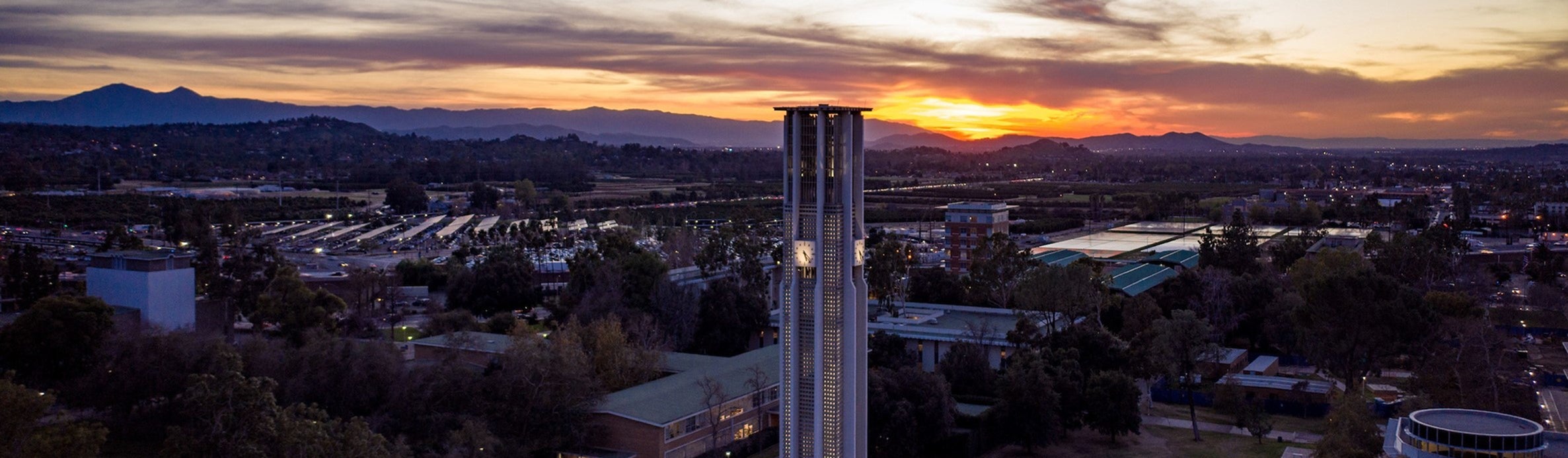 UCR Bell Tower at dusk