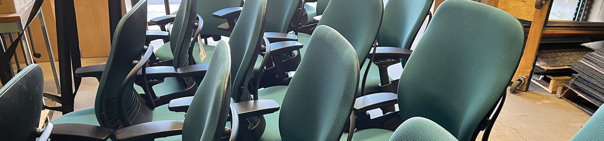 green rolling lean chairs