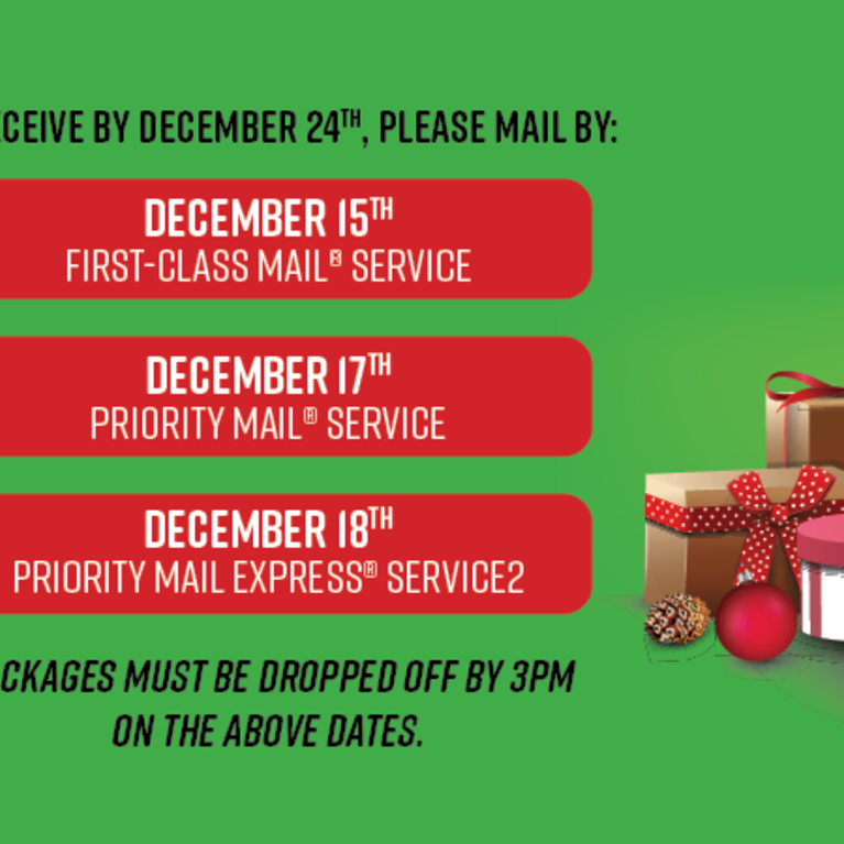 Holiday Shipping Schedule