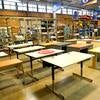 Wooden and metal tables and desks