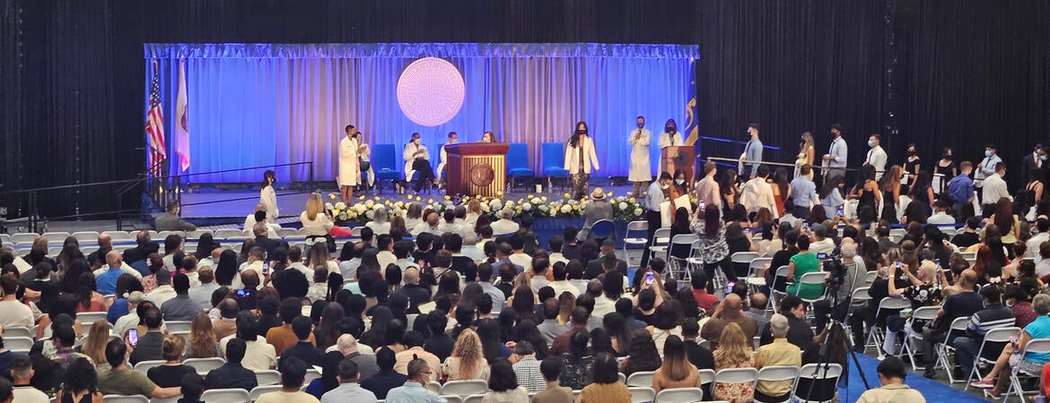 stage at the 2023 White Coat ceremony