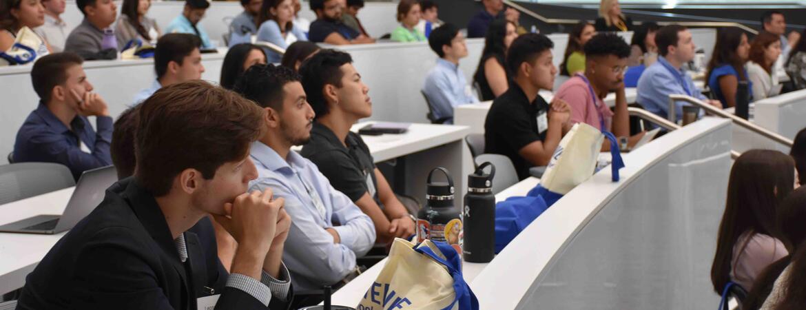 Students sitting at SOM orientation 2024