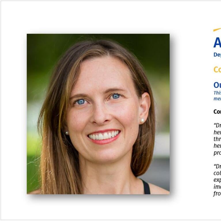 Screen shot of Ann Cheney's award annoucement