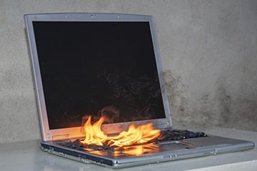 Laptop on fire