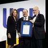 Brian Hawley accepts the Chancellor's Medallion at the 2025 Gala.