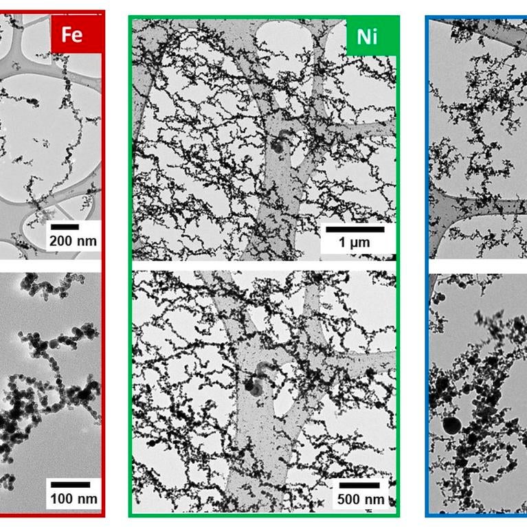 Image of metal nanoparticles formed while in the gas phase and directed by a electromagnetic field