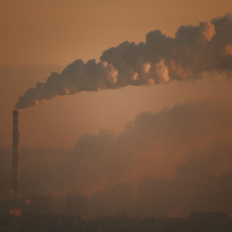 Air polluting smokestack