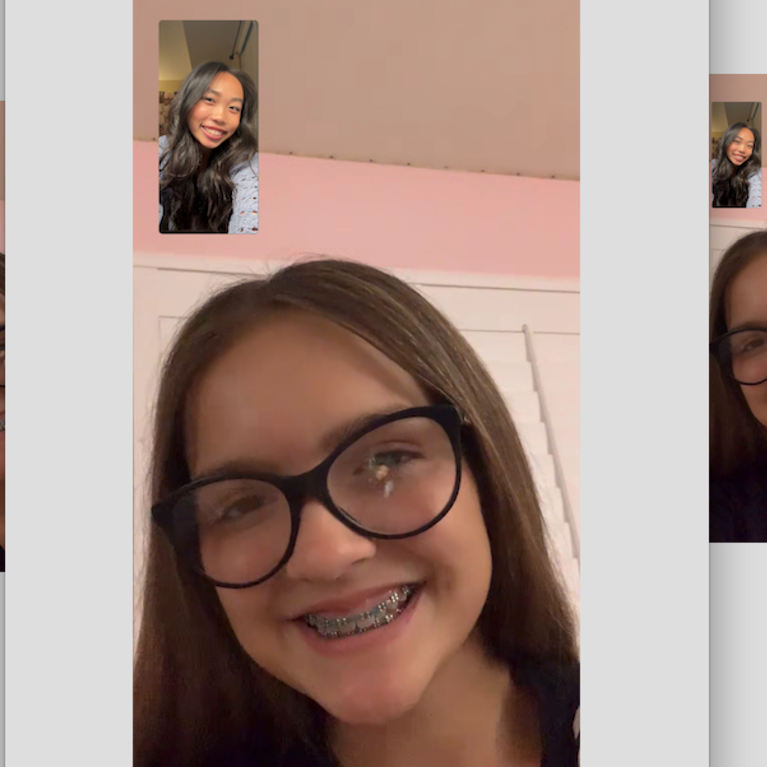 Katelyn Nguyen (top left) during a FaceTime call with her mentee, Giselle. (Photo courtesy of Katelyn Nguyen)
