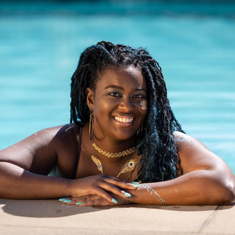 Jalondra Davis, UC Riverside’s mermaid expert. (UCR/Stan Lim)
