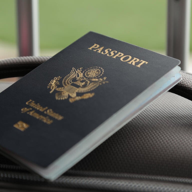 Passport on a suitcase