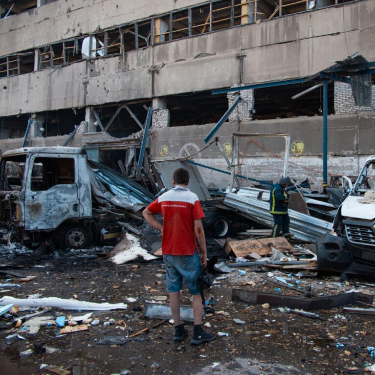 Shelled Ukrainian building