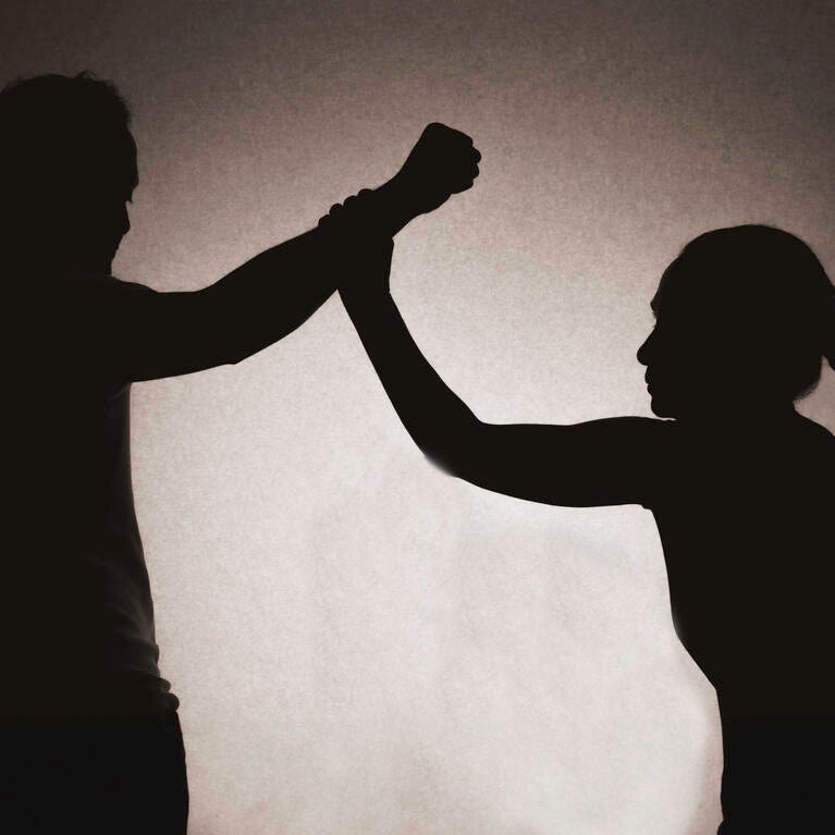 Domestic violence in silhouette