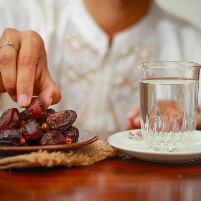 Man breaking his Ramadan fast