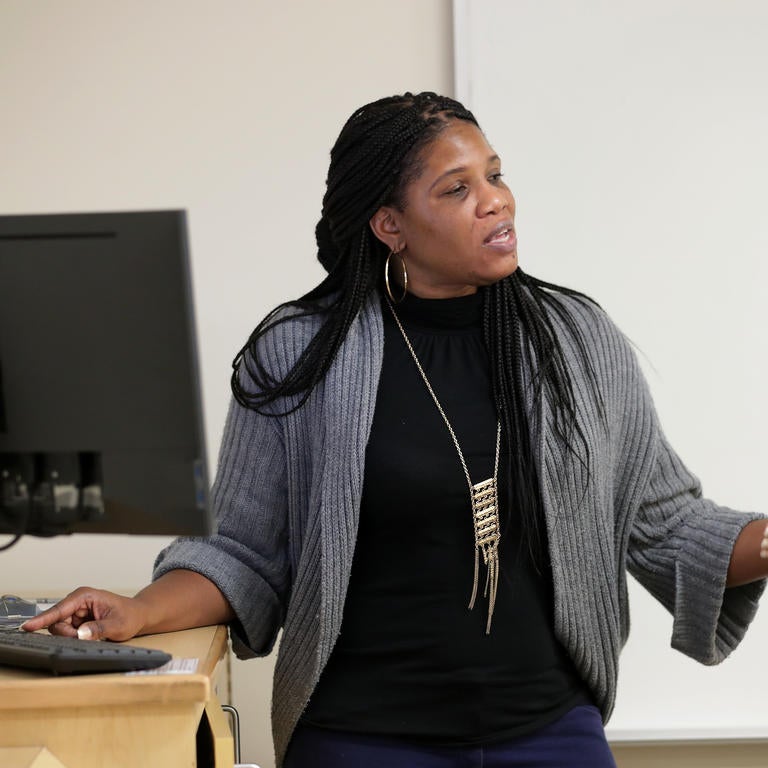 Instructor at podium