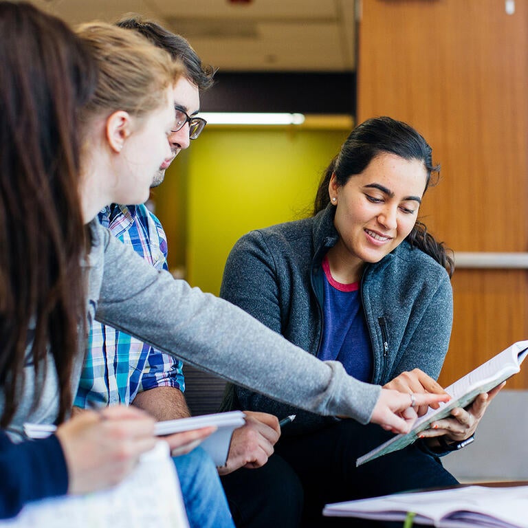 High school students with counselor