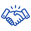 Handshake icon representing collaboration and partnership across campus.