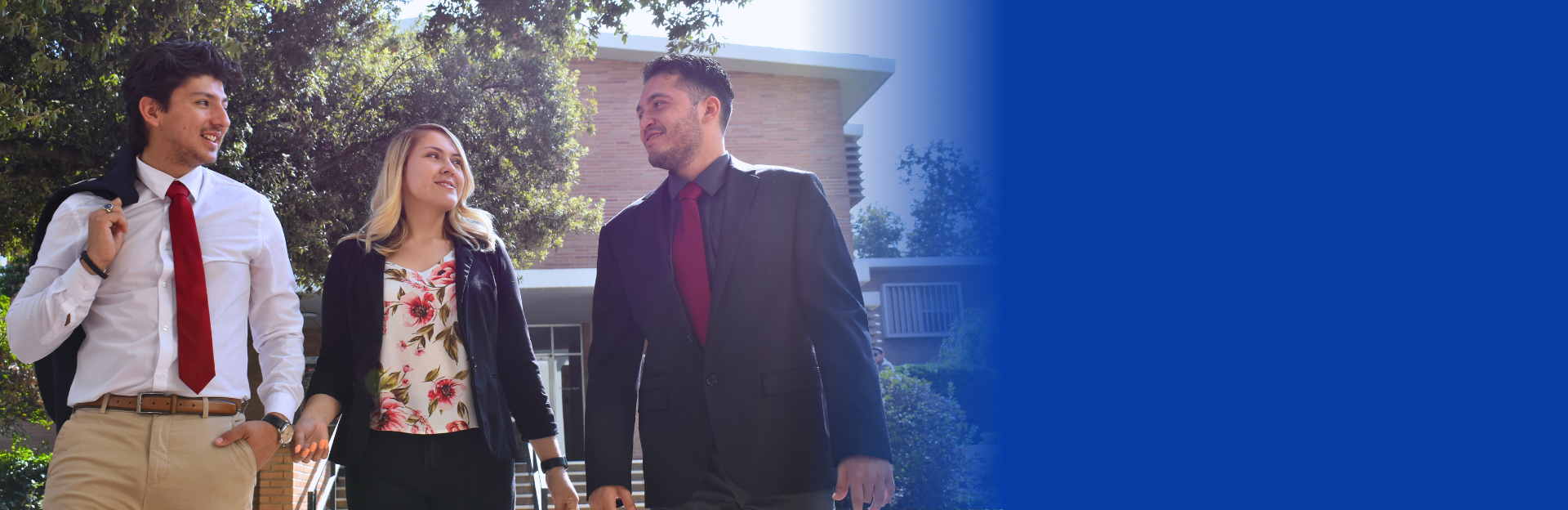 Three students walking