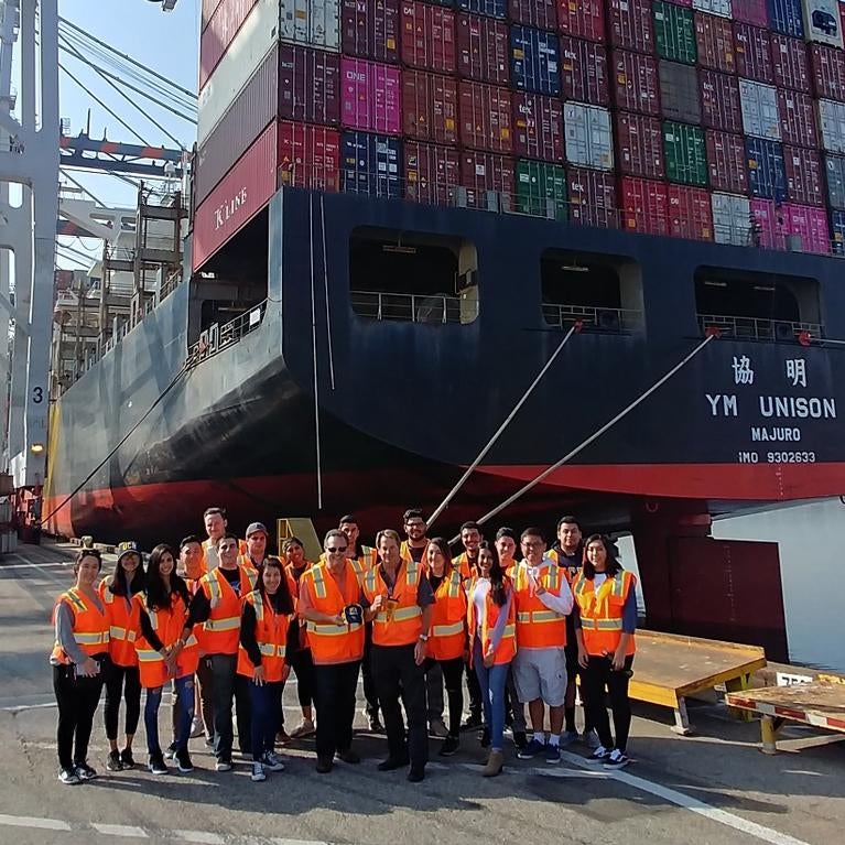 Students at Los Angeles Port