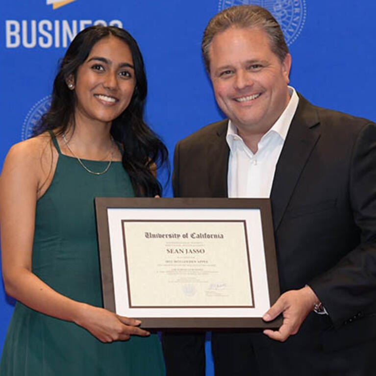 Sean Jasso with Student, Golden Apple Award