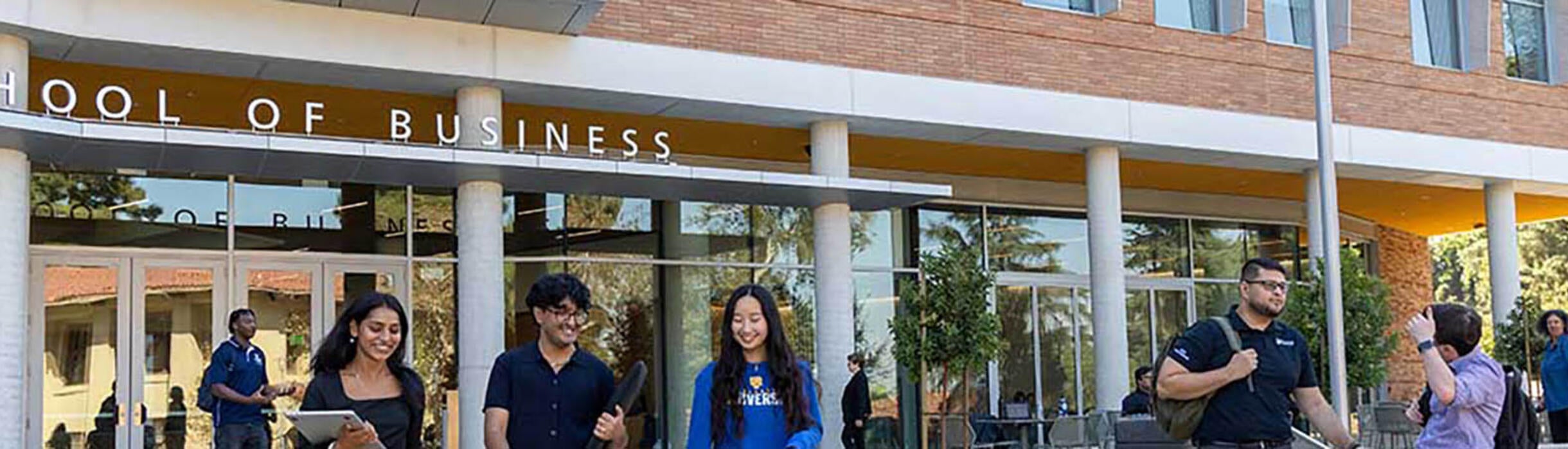 Students outside the New School of Business Building