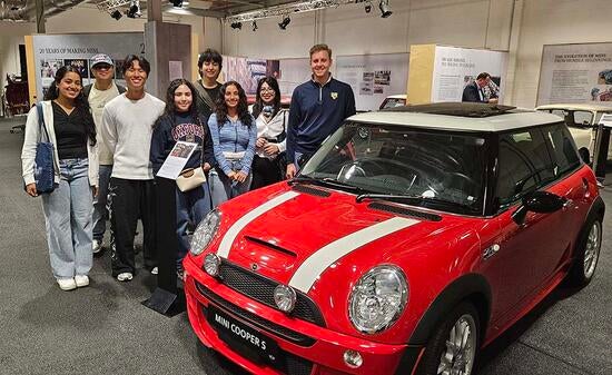 UCR Business students at the BMW assembly facility in Oxford where Mini Cooper cars are built.