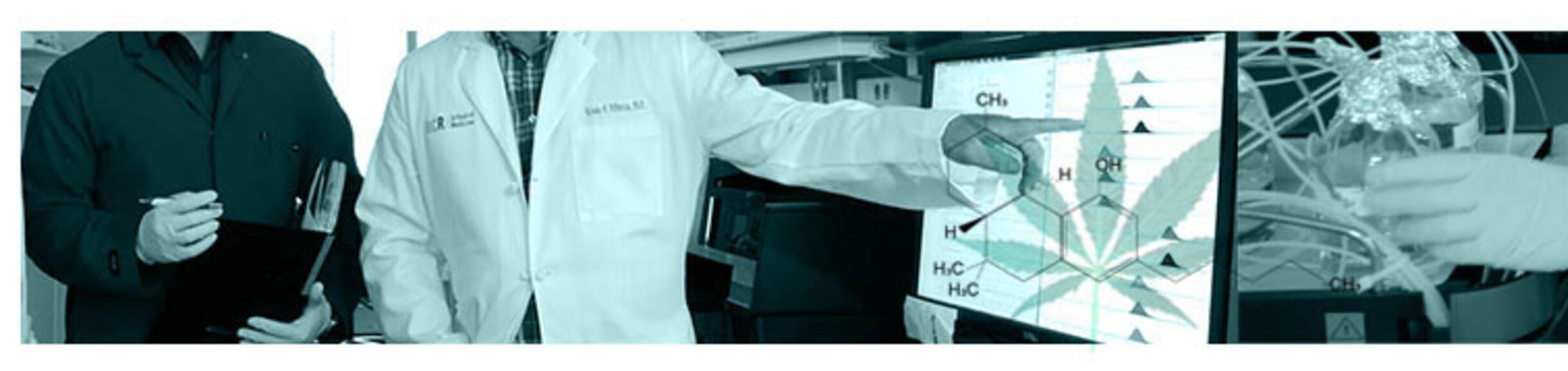 investigators pointing at a computer screen, tubes and wires