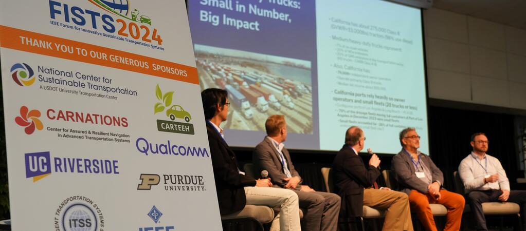 5 panelists on stage for the sustainable freight panel at FISTS 2024