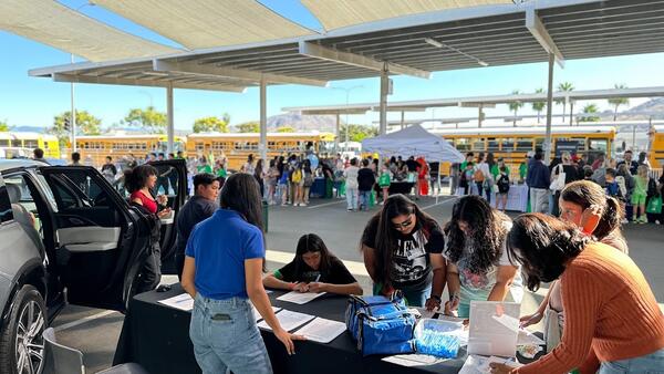 students at ecocars booth for stepcon 2023
