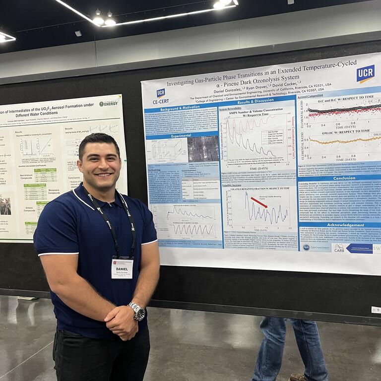 Daniel Gonzales presenting his research at the poster symposium at AAAR