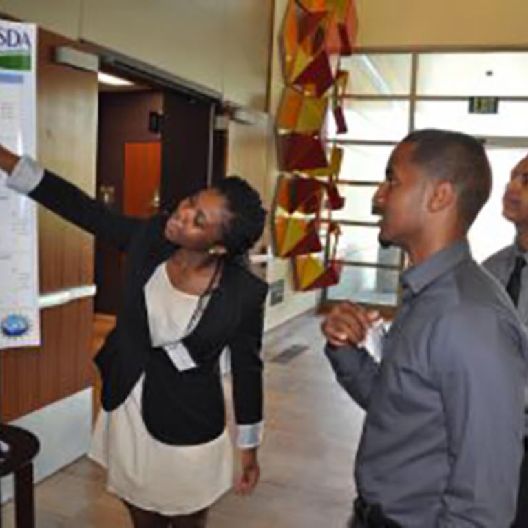 Stacey Nwagbara explaining her research (c) I. Pittalwala / UCR