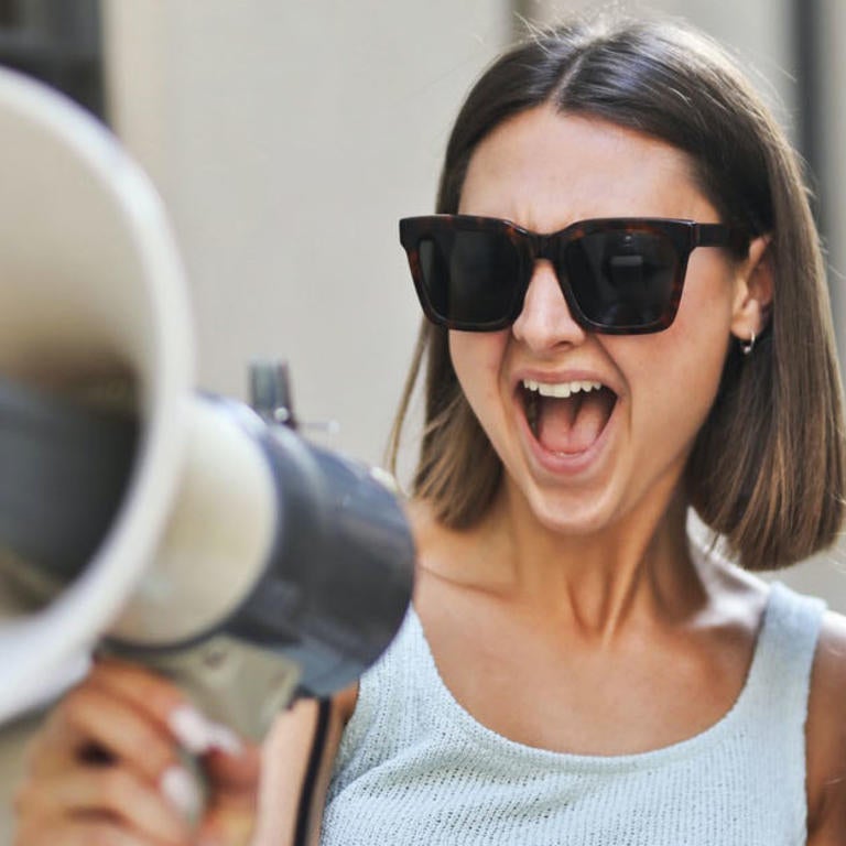 Women with megaphone