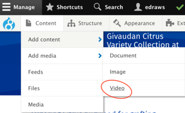 screenshot of where to go to add a video
