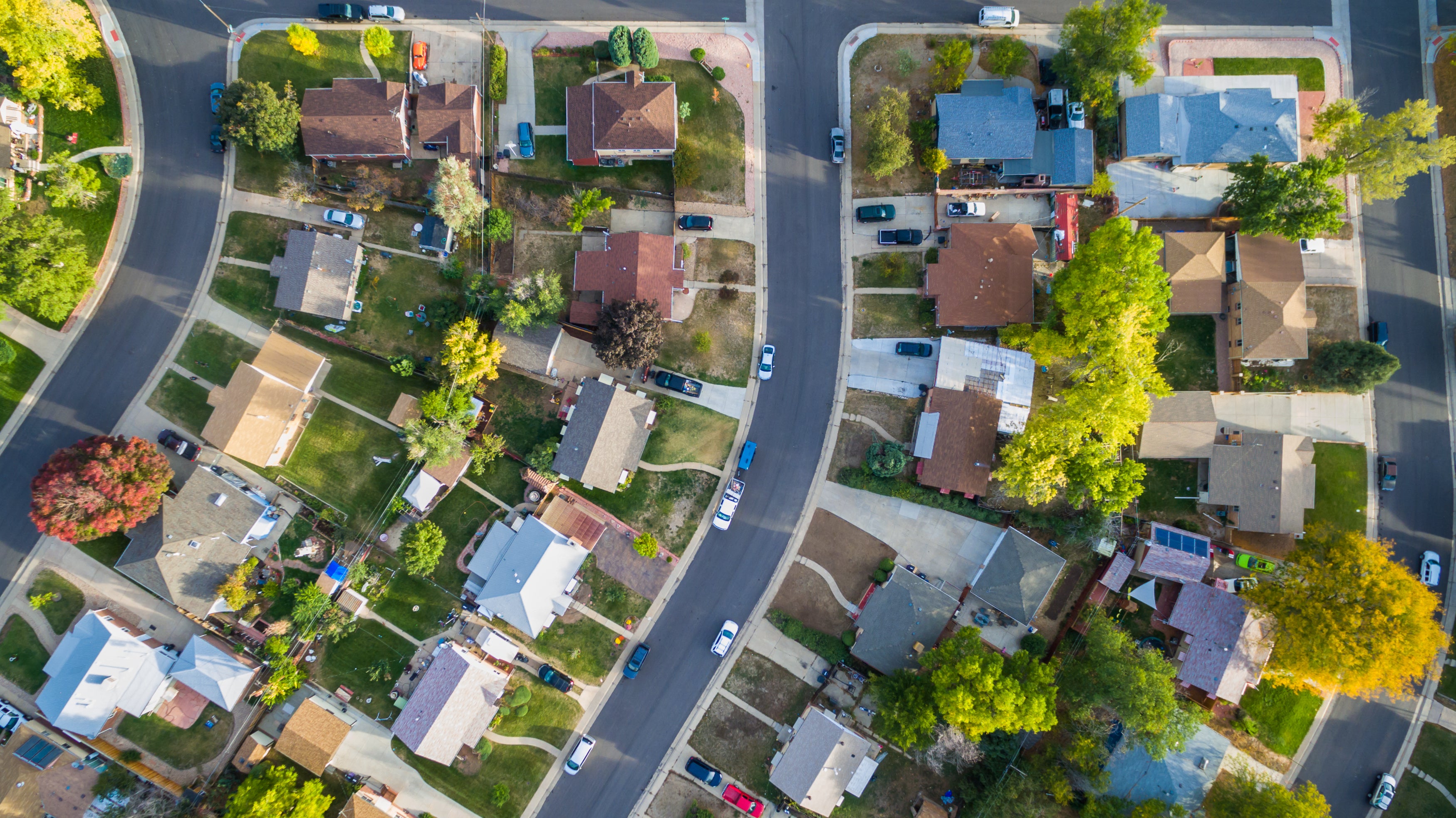 Aerial shot of a neighborhood
